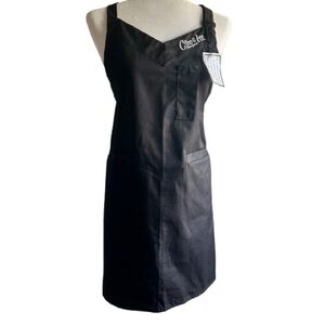 Chef Apron Cleo & Leo Recipes Embroidered Straight Hem Ties in Back in Black